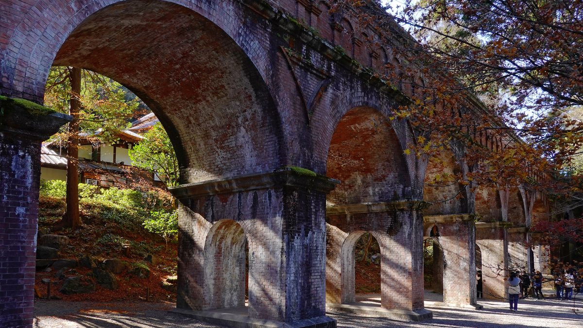 The brick arches of the Suirokaku aqueduct in the grounds of Nanzen-ji temple
